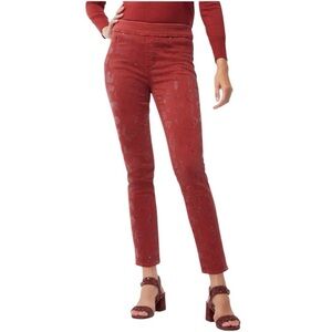Chico’s Orange Rust Stretch Denim Pull On Leopard Sparkle Jeggings Pants 1R, 8